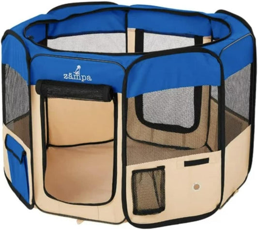 Dog Playpen Medium 45"X45"X24" Pop up Portable Playpen for Dogs and Cat, Foldable | Indoor/Outdoor Pen & Travel Pet Carrier + Carrying Case.